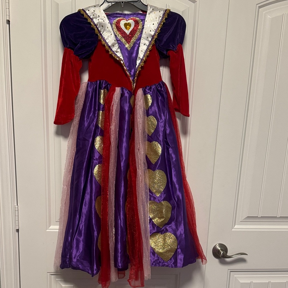 Kids Queen of Hearts Costume - Red, Purple, Gold, White